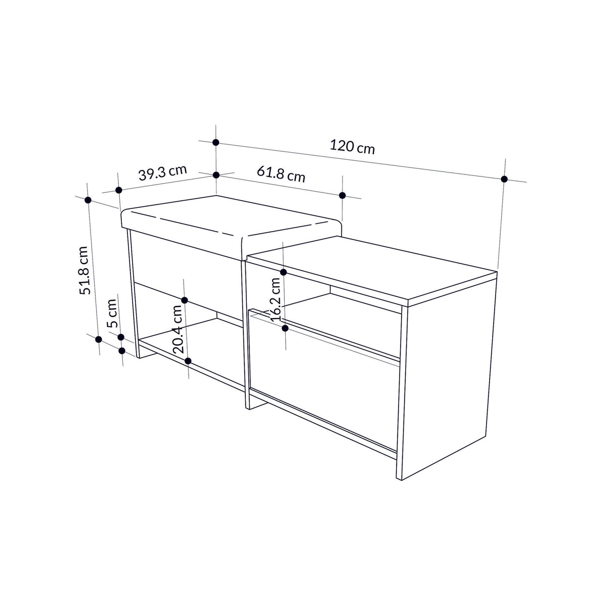 Armoire à chaussures filux anthracite mélamine 120,3x51x40,5 cm