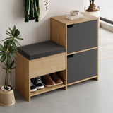 Schoenenkasten - Schoenenkast Haven Antraciet Eik Melamine 101,5x80,5x35,5 cm - Dimehouse