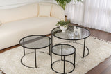 Moderne Salontafel Set van 3 Uru Zwart - Grijs Glas - 80/60/42 cm
