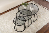 Moderne Salontafel Set van 3 Uru Zwart - Grijs Glas - 80/60/42 cm