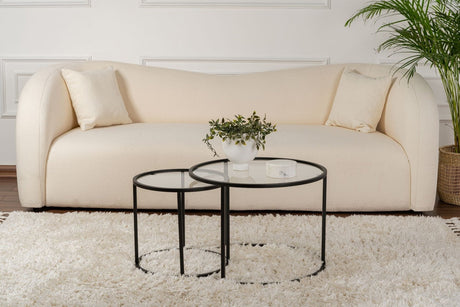 Ensemble de tables basses rondes modernes de 2 Uru Noir - Verre transparent - 60/42 cm 