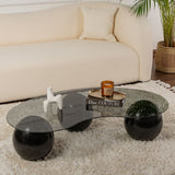 Salontafel Sphere 120x70x30 cm Zwart Grijs Black Grey Tempered glass