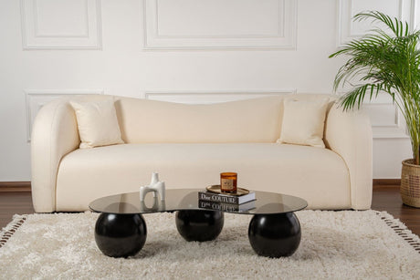 Table basse Sphere 120x70x30 cm Noir Gris Verre trempé 