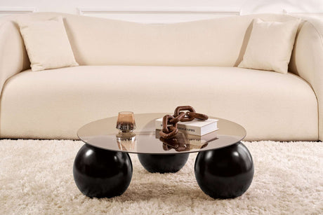 Table basse Miro Verre trempé 85x85 cm Noir Bronze Bronze noir Verre trempé 