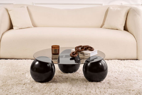 Table basse Miro Verre trempé Noir Gris 85x85 cm Verre noir gris 