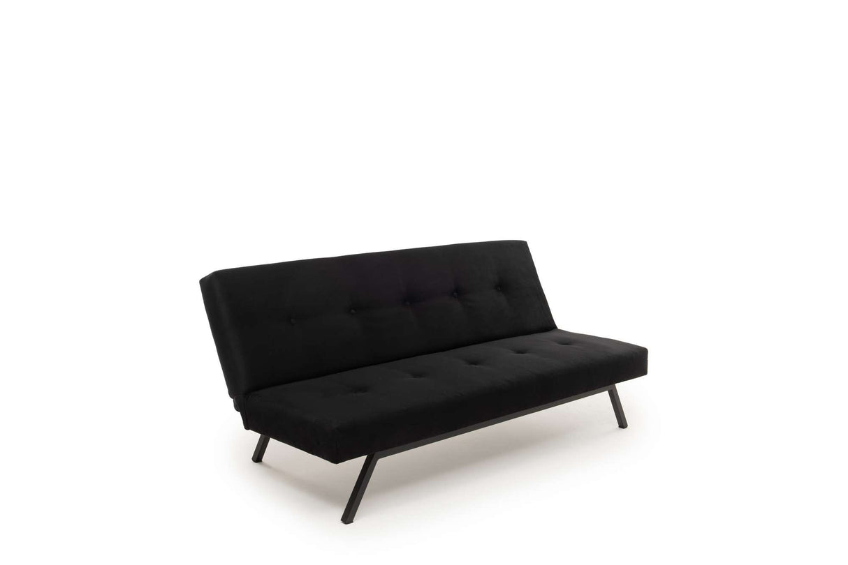 Canapé-lit 3 places Zoly Noir Tissu - 180 cm - Sans accoudoirs - Capitonné 