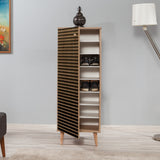 Schoenenkasten - Schoenenkast Filinta Sonoma Eik Gestreept Melamine 50x135x38 cm - Dimehouse