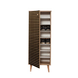 Schoenenkasten - Schoenenkast Filinta Sonoma Eik Gestreept Melamine 50x135x38 cm - Dimehouse