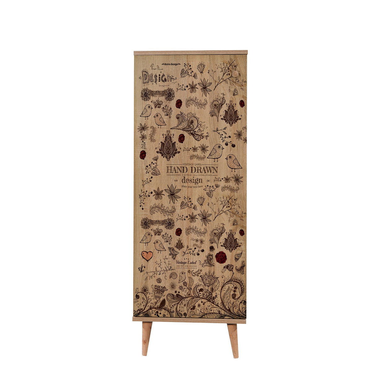 Schoenenkasten - Schoenenkast Filinta Sonoma Eik Tekening Melamine 50x135x38 cm - Dimehouse