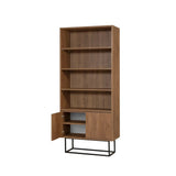 Boekenkasten - Boekenkast walnoot melamine Rea 80x182x36 cm - Dimehouse