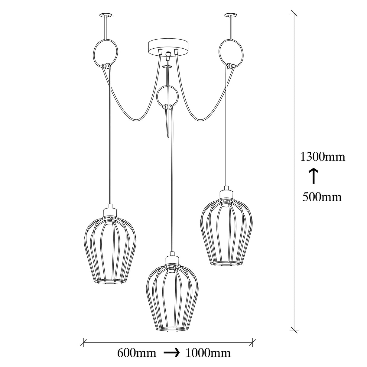 Hanglamp 3-lichts Verstelbaar Zwart Metaal Predator