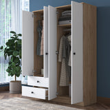 Armoire Mélamine Blanc Noyer - À suspendre et à poser - 120x170x42,5 cm - Aspen
