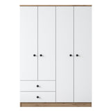 Armoire Mélamine Blanc Noyer - À suspendre et à poser - 120x170x42,5 cm - Aspen