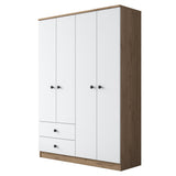 Armoire Mélamine Blanc Noyer - À suspendre et à poser - 120x170x42,5 cm - Aspen