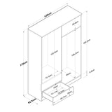 Armoire Mélamine Blanc Noyer - À suspendre et à poser - 120x170x42,5 cm - Aspen