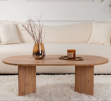 Table basse ovale aspect pin atlantique Sabla - 119x60 