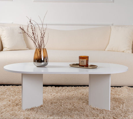 Table basse ovale Sapphire blanc Sabla - 119x60 
