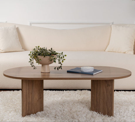 Table basse ovale aspect noyer Sabla - 119x60 