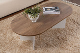 Ovale Salontafel Walnoot Look - Witte Poot - Sabla - 119x60