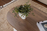 Ovale Salontafel Walnoot Look - Witte Poot - Sabla - 119x60