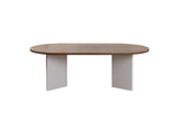 Ovale Salontafel Walnoot Look - Witte Poot - Sabla - 119x60