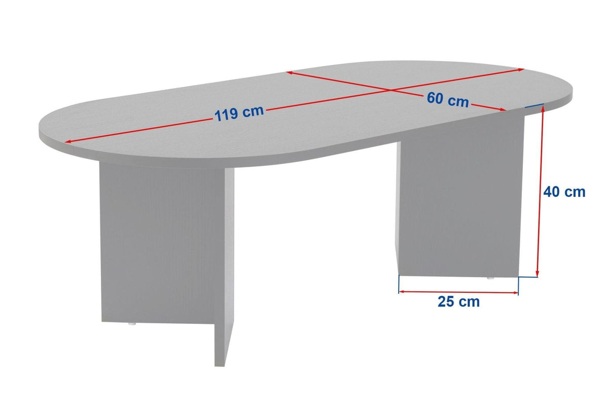 Ovale Salontafel Walnoot Look - Witte Poot - Sabla - 119x60
