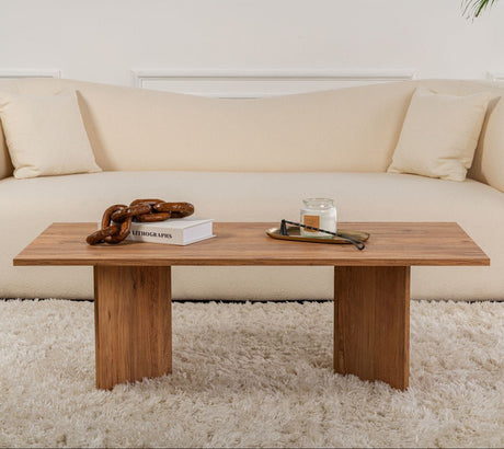 Table basse rectangulaire Siban aspect pin atlantique - 119x60 cm 