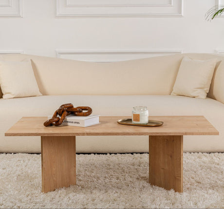 Table basse rectangulaire Siban Sapphire aspect chêne - 119x60 cm 