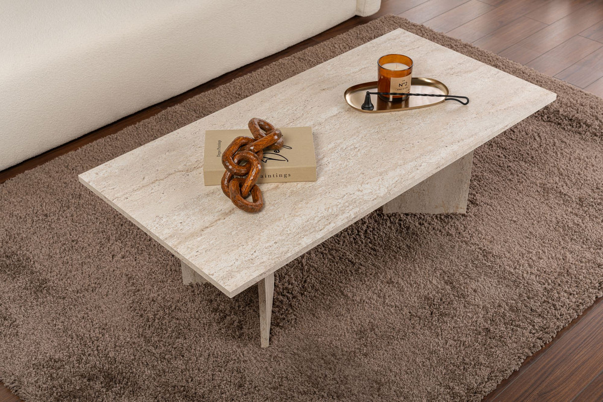 Sabin Salontafel Travertine 119x60 cm Melamine