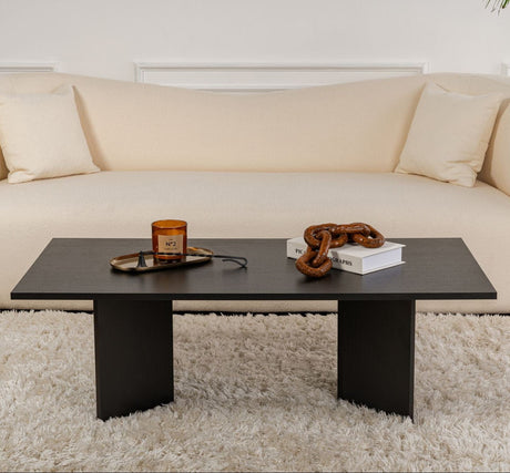 Table basse rectangulaire Siban aspect bois noir - 119x60 cm 