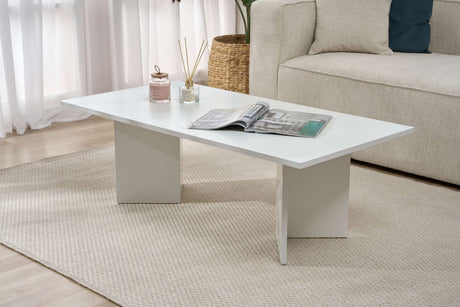 Table basse en mélamine blanche 119x60 cm Sabin White 