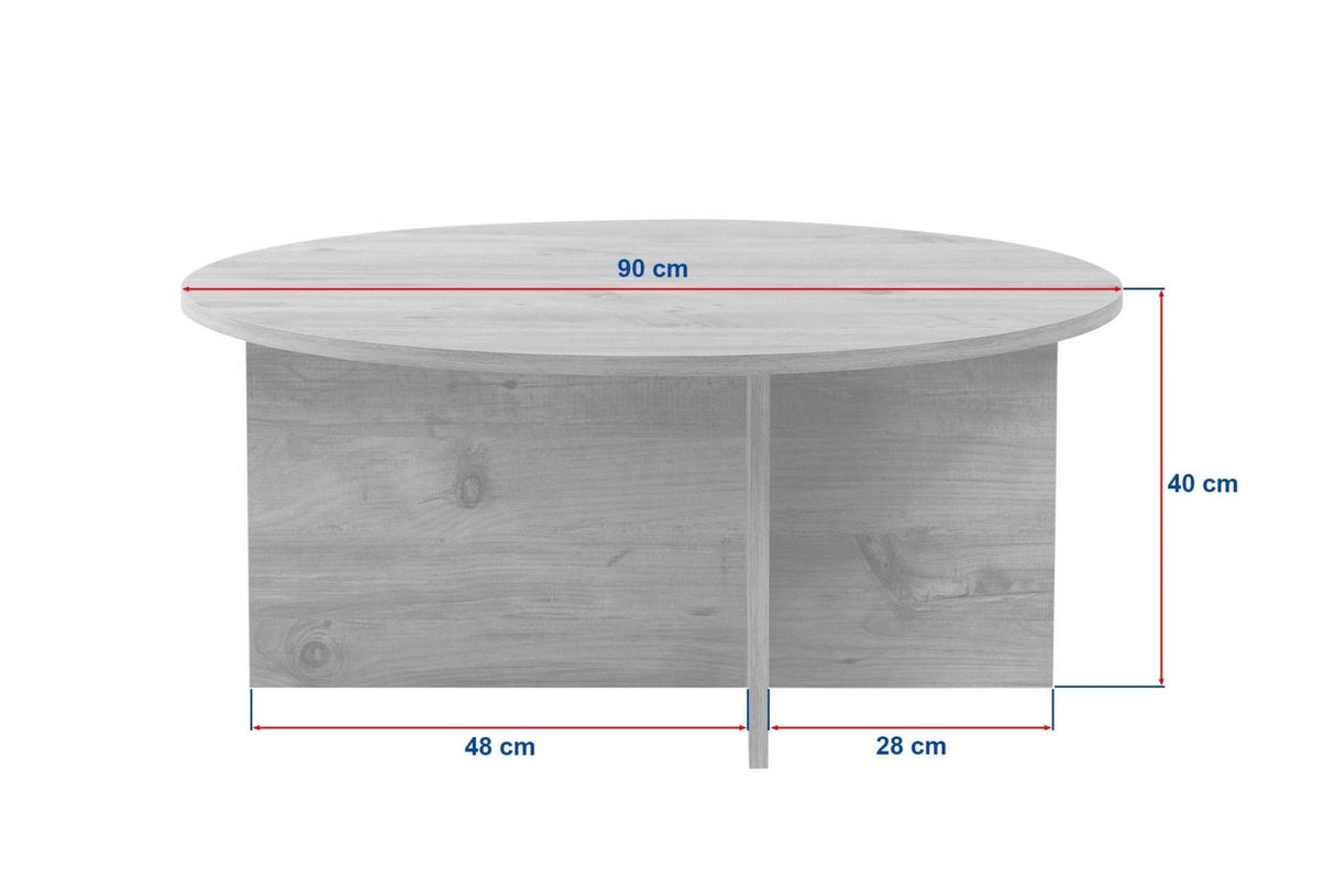 Table basse ronde en bois de pin mélaminé - 90x90x40 cm - Dakota