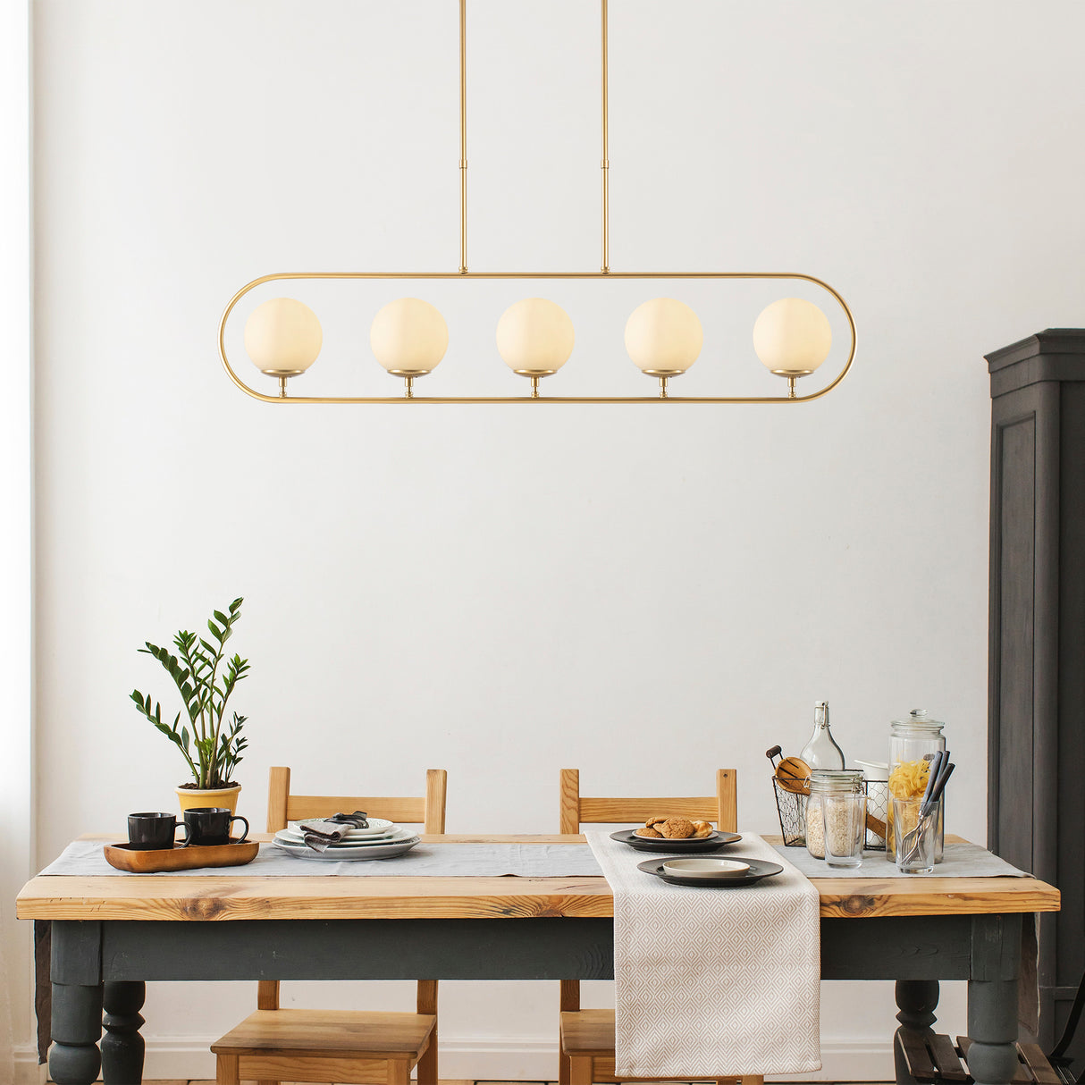 Hanglamp 5-lichts Goud Beige Glas Lucent