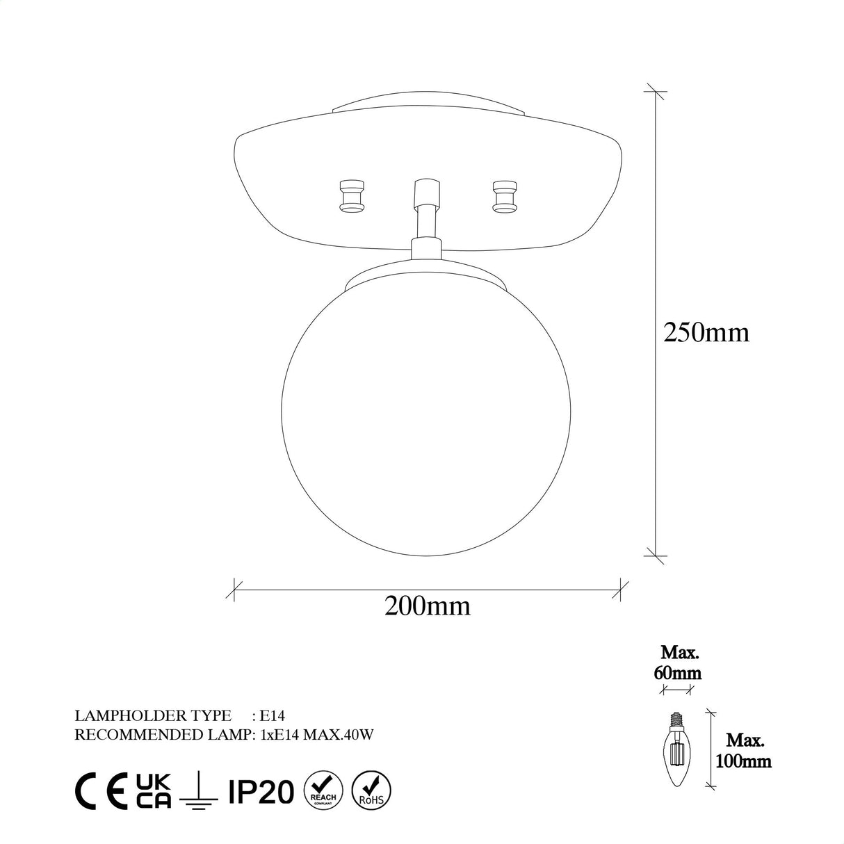 Plafondlamp 1-lichts Goud Glas Axel