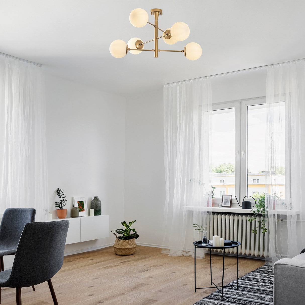 Hanglamp 6-lichts Goud Metaal Lustre