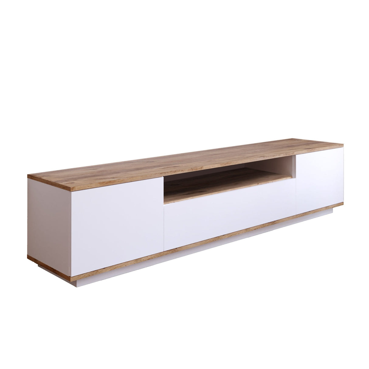 TV Meubels - TV Meubel Salerno Atlantisch Dennenhout Wit Melamine 180x44,6x44,5 cm - Dimehouse