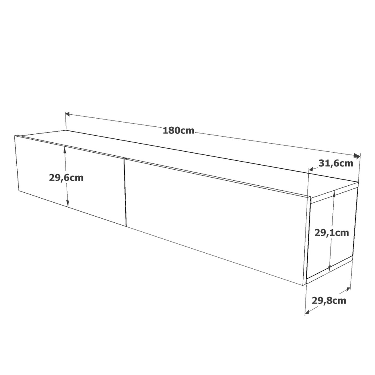 TV Meubels - Zwevend TV Meubel Turin Atlantisch Dennenhout Melamine 180x29,6x31,6 cm - Dimehouse