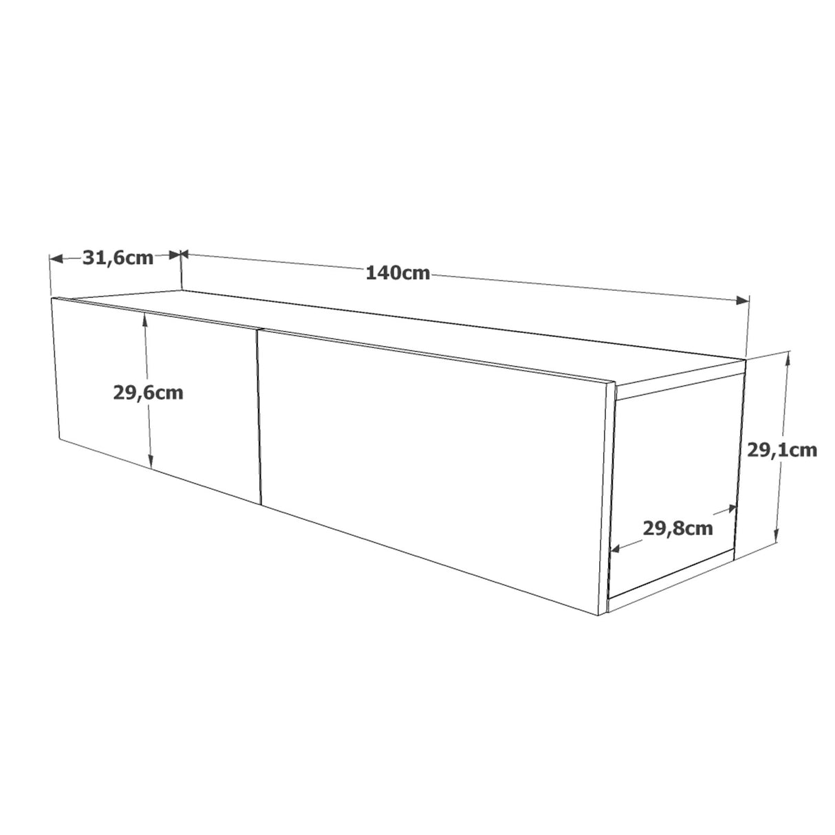 Ensemble de meubles télévisés Isla Atlantic Pine Wit Melamine 140x29.1x31.6 cm