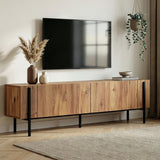 Meuble TV Nexus aspect chêne avec bois composite noir 180 cm Pin Atlantique aspect chêne et mélaminé noir