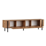 Meuble TV Nexus aspect chêne avec bois composite noir 180 cm Pin Atlantique aspect chêne et mélaminé noir