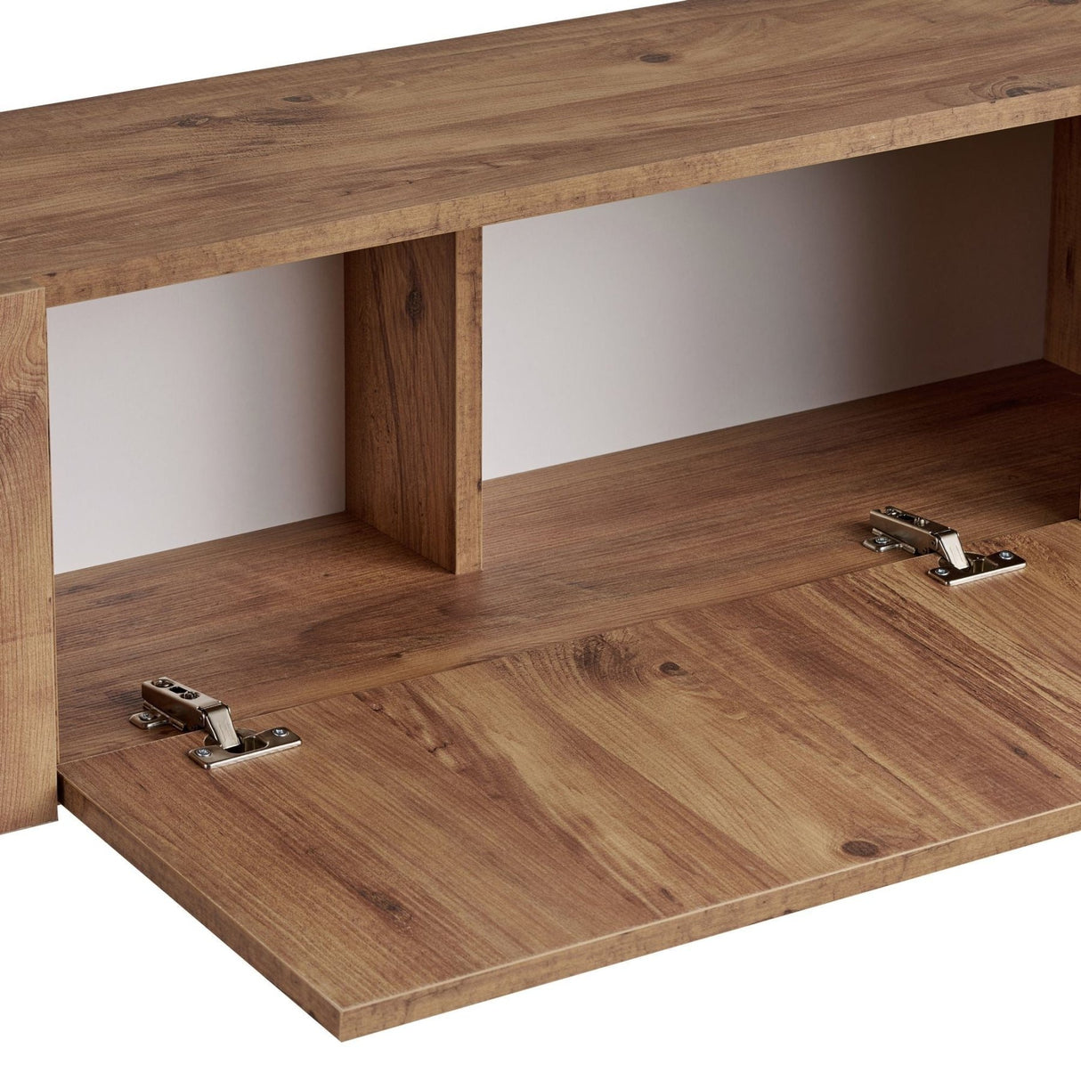Meuble TV Nexus aspect chêne avec bois composite noir 180 cm Pin Atlantique aspect chêne et mélaminé noir