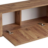 Meuble TV Nexus aspect chêne avec bois composite noir 180 cm Pin Atlantique aspect chêne et mélaminé noir