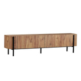 Meuble TV Nexus aspect chêne avec bois composite noir 180 cm Pin Atlantique aspect chêne et mélaminé noir