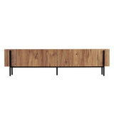 Meuble TV Nexus aspect chêne avec bois composite noir 180 cm Pin Atlantique aspect chêne et mélaminé noir