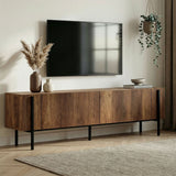 Meuble TV Nexus aspect noyer noir 180 cm Aspect baroque noyer et bois composite mélaminé noir