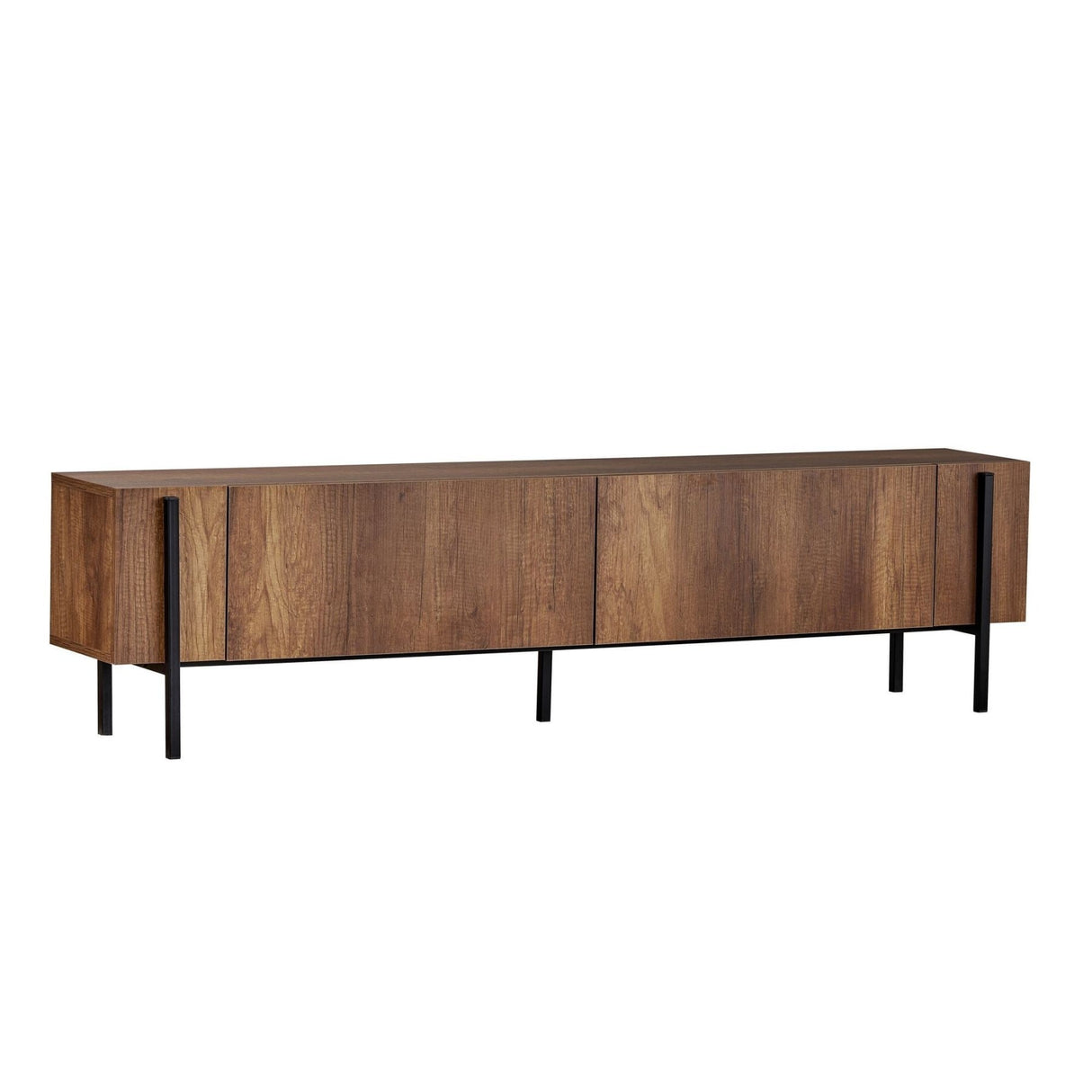 Meuble TV Nexus aspect noyer noir 180 cm Aspect baroque noyer et bois composite mélaminé noir