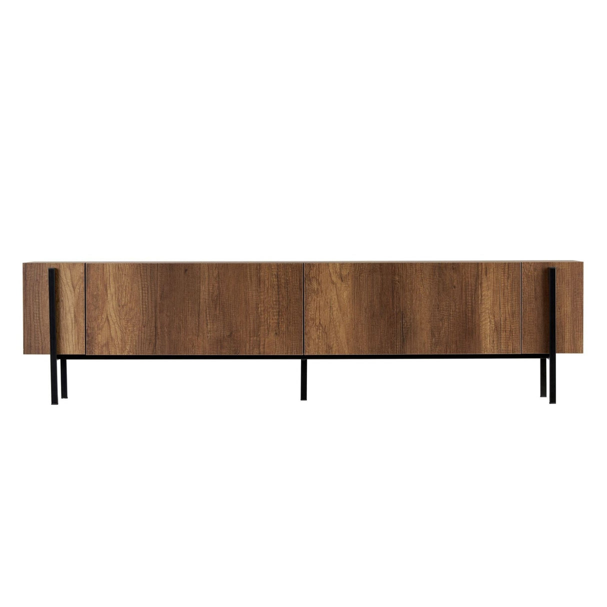 Meuble TV Nexus aspect noyer noir 180 cm Aspect baroque noyer et bois composite mélaminé noir