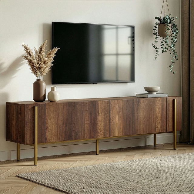 Meuble TV Nexus aspect noyer et or 180 cm Aspect baroque noyer et or Bois mélaminé