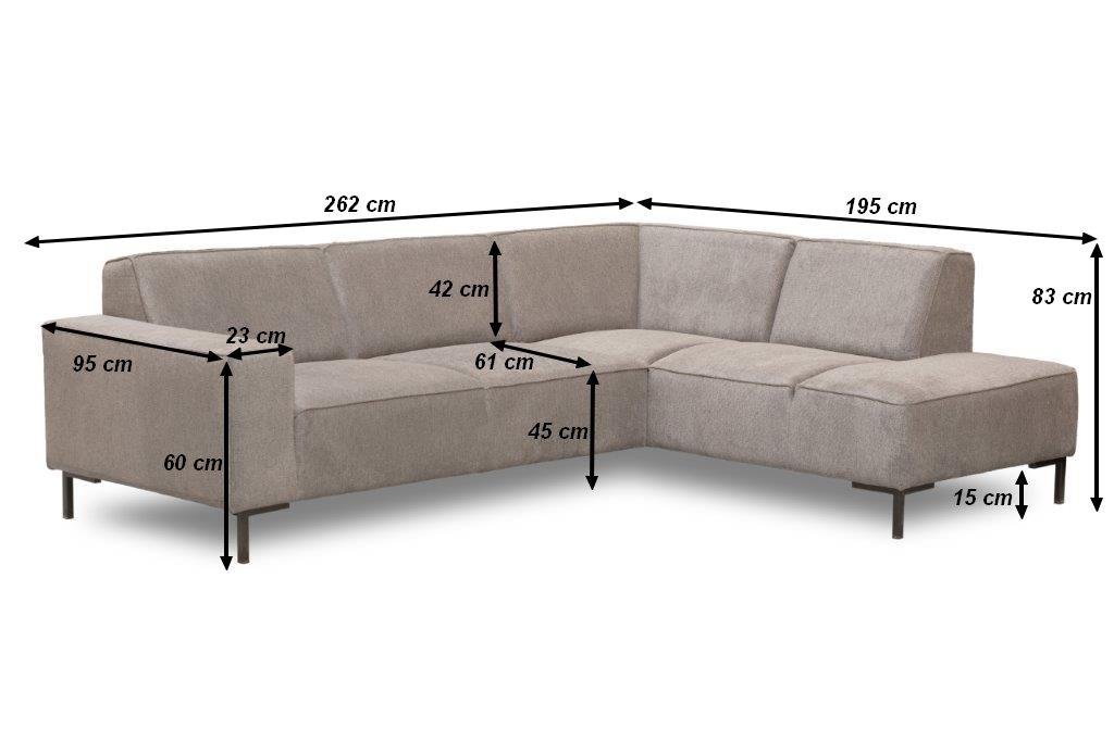 Canapé d'angle Ravi – Chenille Mêlée Gris – Droit 