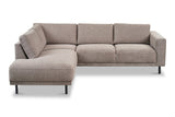 Canapé d'angle moderne 3 places à droite en taupe en tissu Aniko avec lounge 240x197x78 cm 